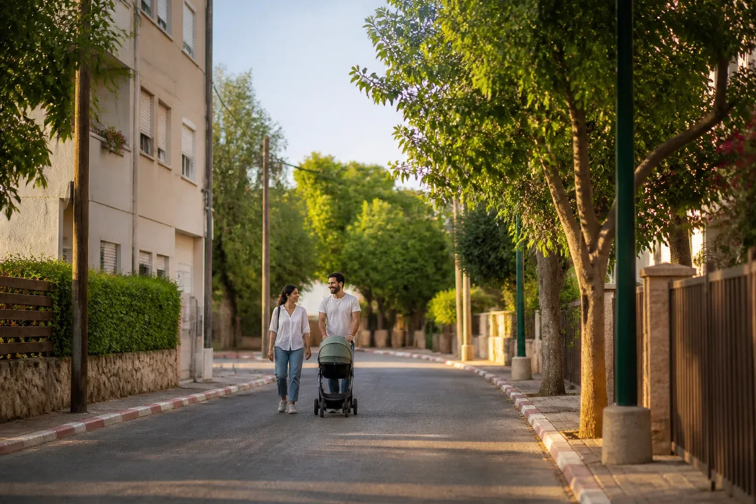 רחוב שקט ושכונת מגורים בבאר יעקב