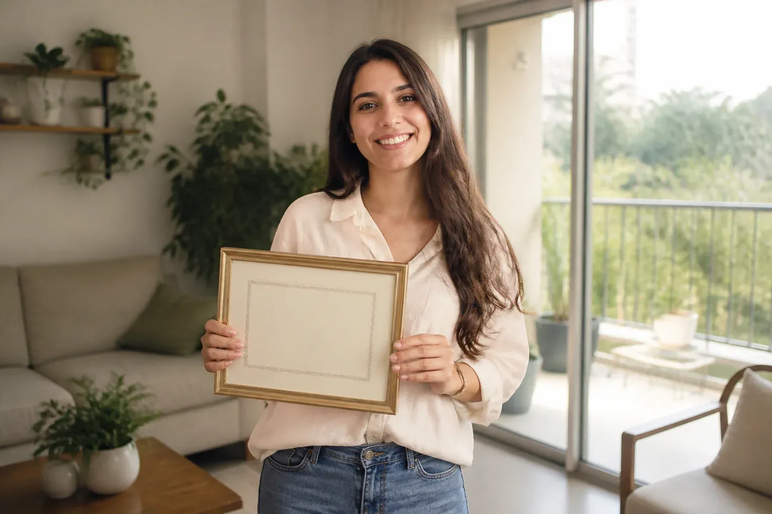 מתחילה בנדל"ן מחזיקה תעודה בבית ומחייכת