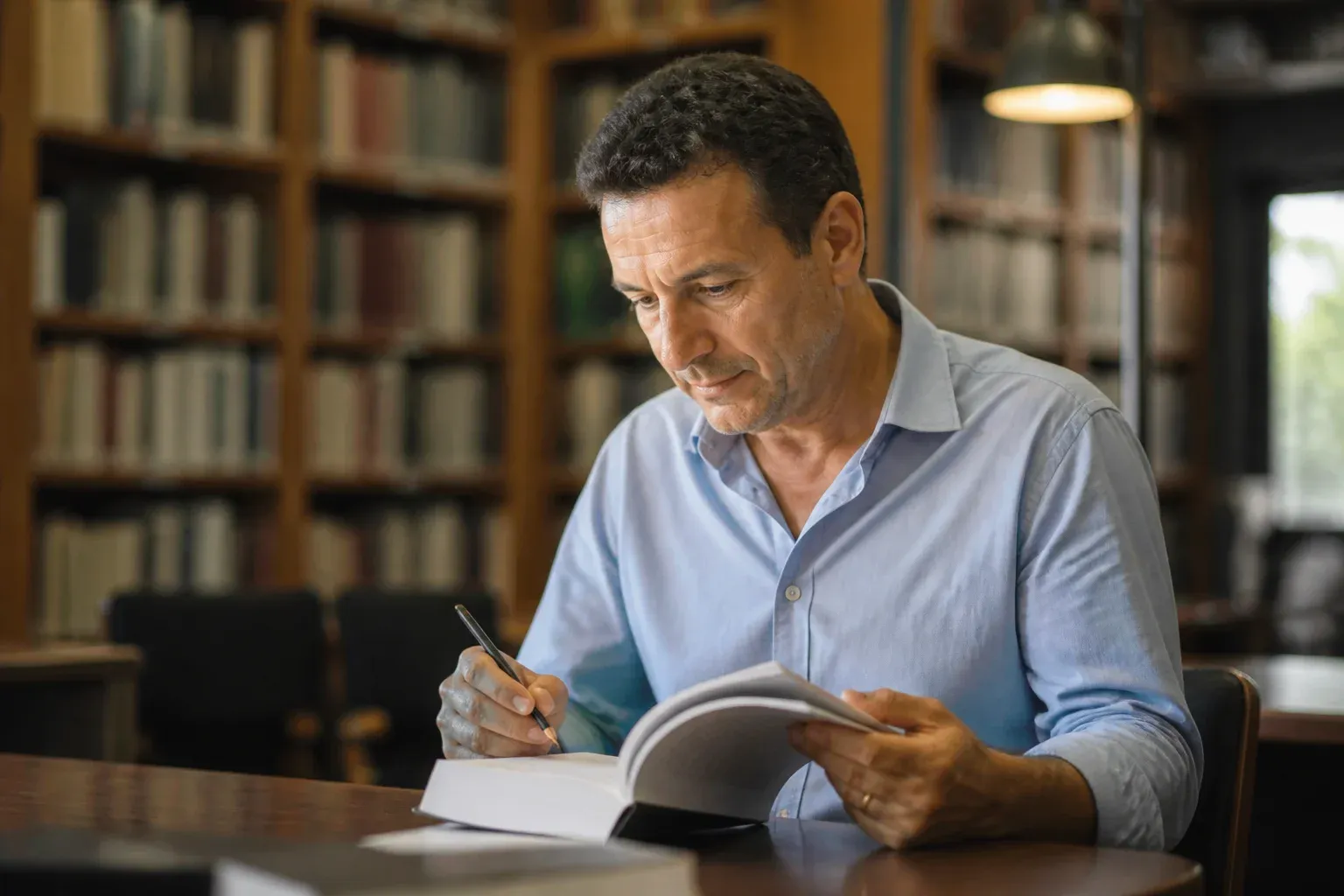 מועמד מעיין בחוברת חוקים לקראת הבחינה